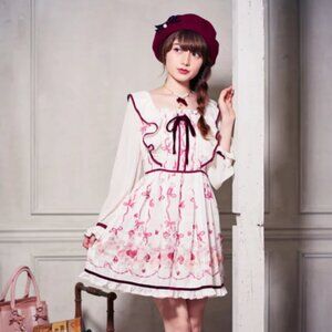 LIZ LISA English Rose himekaji hime gyaru frilly shoulder dress